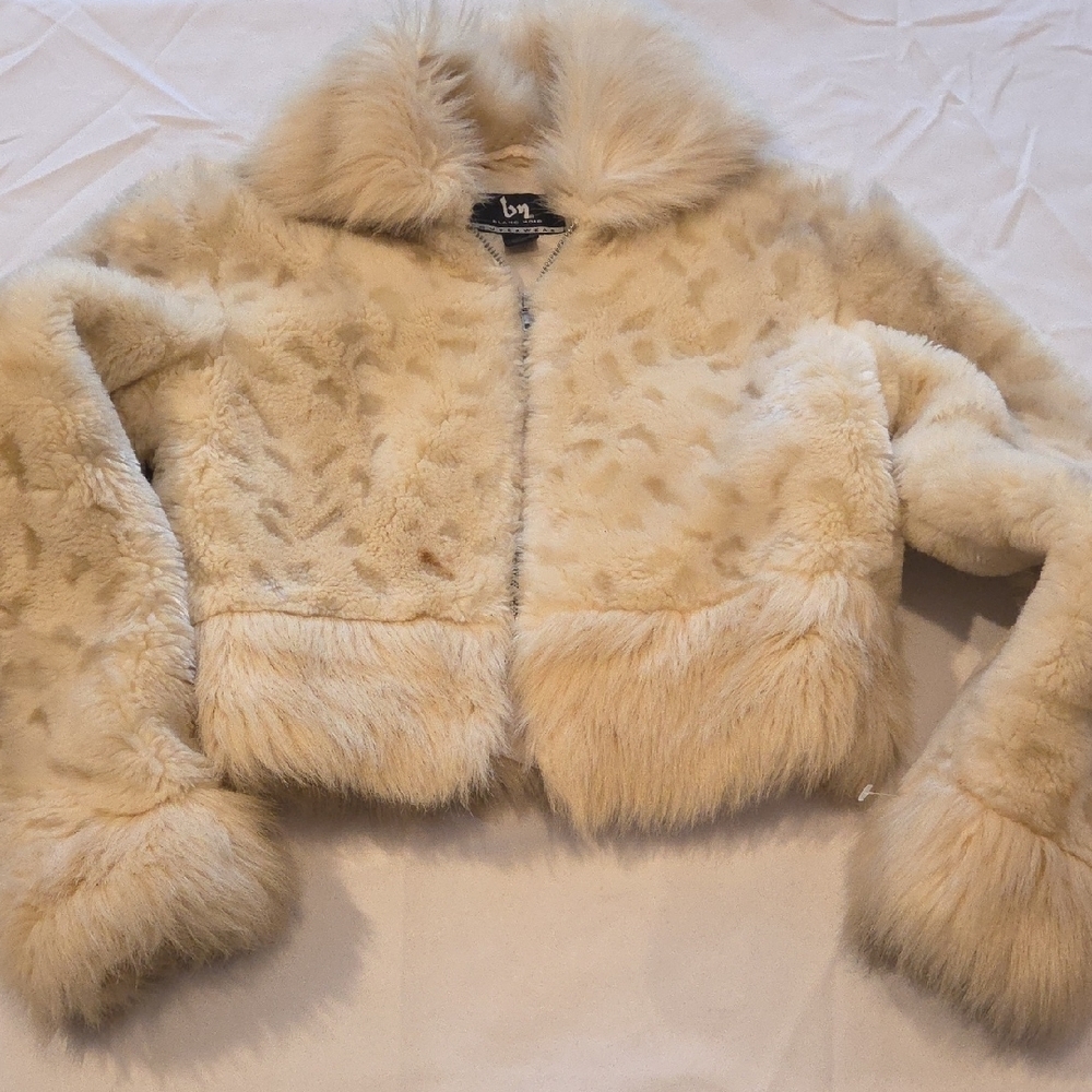 Blanc Noir Cream Faux Fur Jacket
